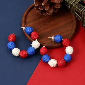 Raffia Hoop Earrings for Women - Boho Colorful Rainbow Beaded Bohemian Statement Rattan Circle Dangle Drop for Summer Beach