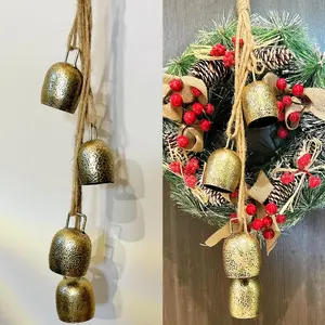 Vintage Rustic Metal Harmony Large Cow Bells Jingle Christmas Tree Decor Decorative Wall Hanging décor Home Decor Gifts Christmas Bells, Gifts for mom