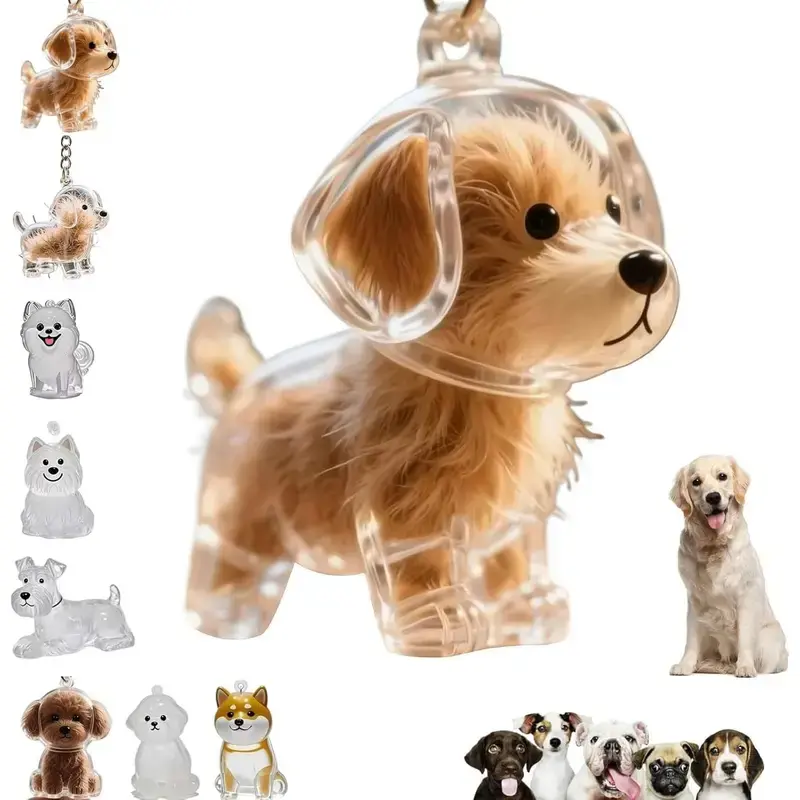 Back-to-school gifts, Crystal Clear Pet Hair Keychain - Medical-Grade Acrylic Fur Memorial Pendant, Custom Gift for Missing Cats & Dogs
