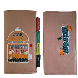 "Manage Your Bets: Embroidered Leather Casino Wallet"