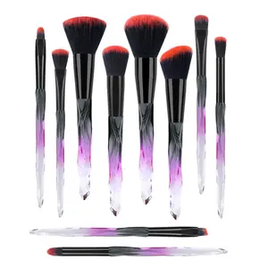 10pcs Diamond Crystal Makeup Brushes Set, Powder Foundation Eyeshadow Repair Tool