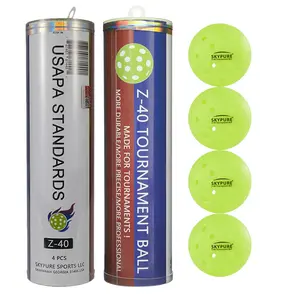 SKYPURE Z-40 Tournament Ball 4balls-bucket-packed Pickleball High-Visibility Bright Green 40 Hole Textured Surface for Consistent Bounce Indoor/Outdoor Use for All Skill Levels