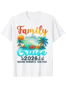 Family Cruise 2026 Vacation Trip Family Matching Cruise Ship T-Shirt, Comfort Fit Men'S Tee, Crew Neck Tee, Ultra Soft, Breathable, Moisture Wicking, Casual Summer Tee, Must-have Fashionable Tee