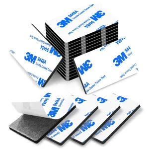 Double-Sided Adhesive Pads, Heavy-Duty Mounting Tape, 48 Pieces 3mm Thickness Pre-Cut Foam Tape, Super Sticky Black Strong Pads Rectangular Shape Waterproof Suitable for Wall Pictures, Cars, Home, Office