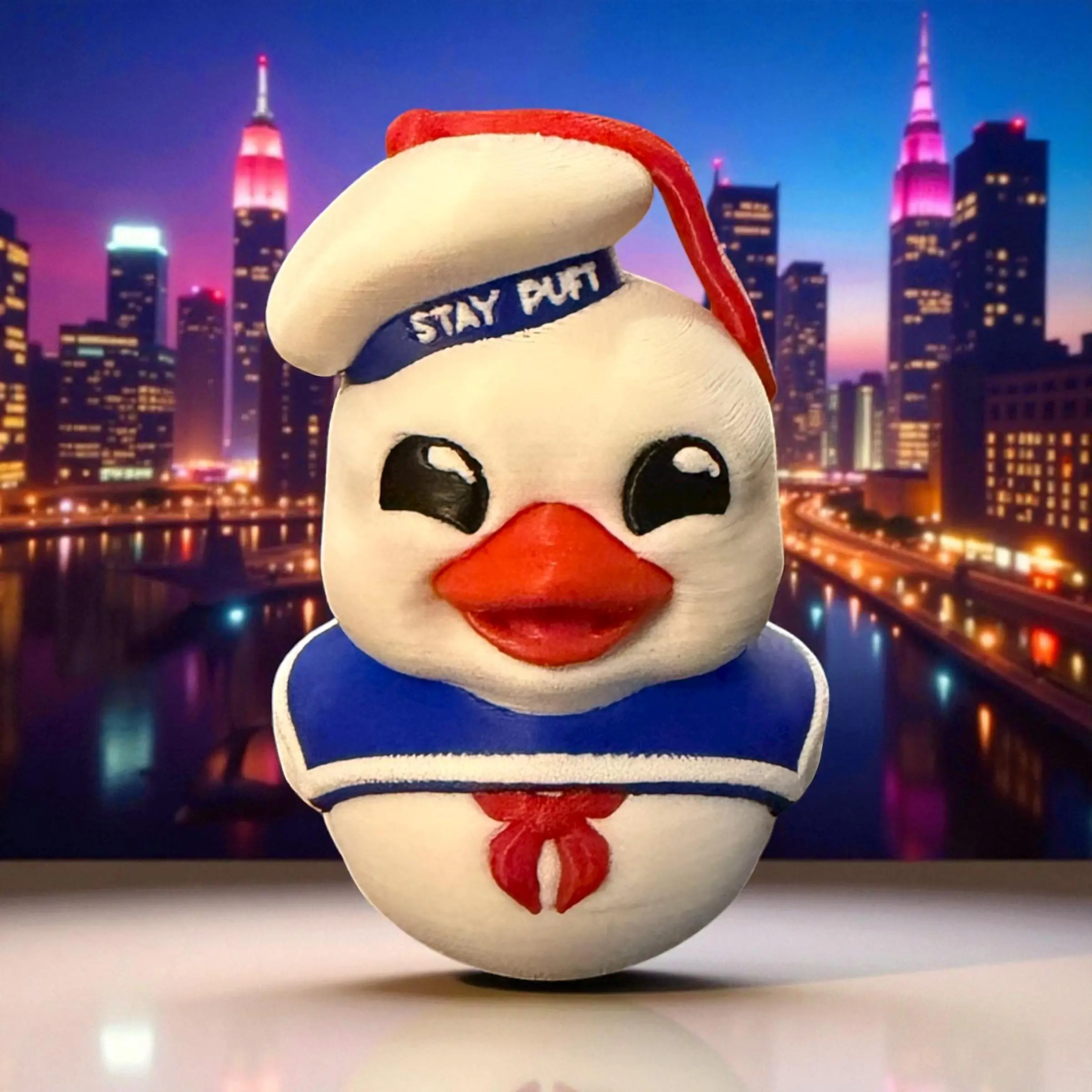 Puft Marshmellow Duck Collectible Plastic Figurine for Car Dashboards