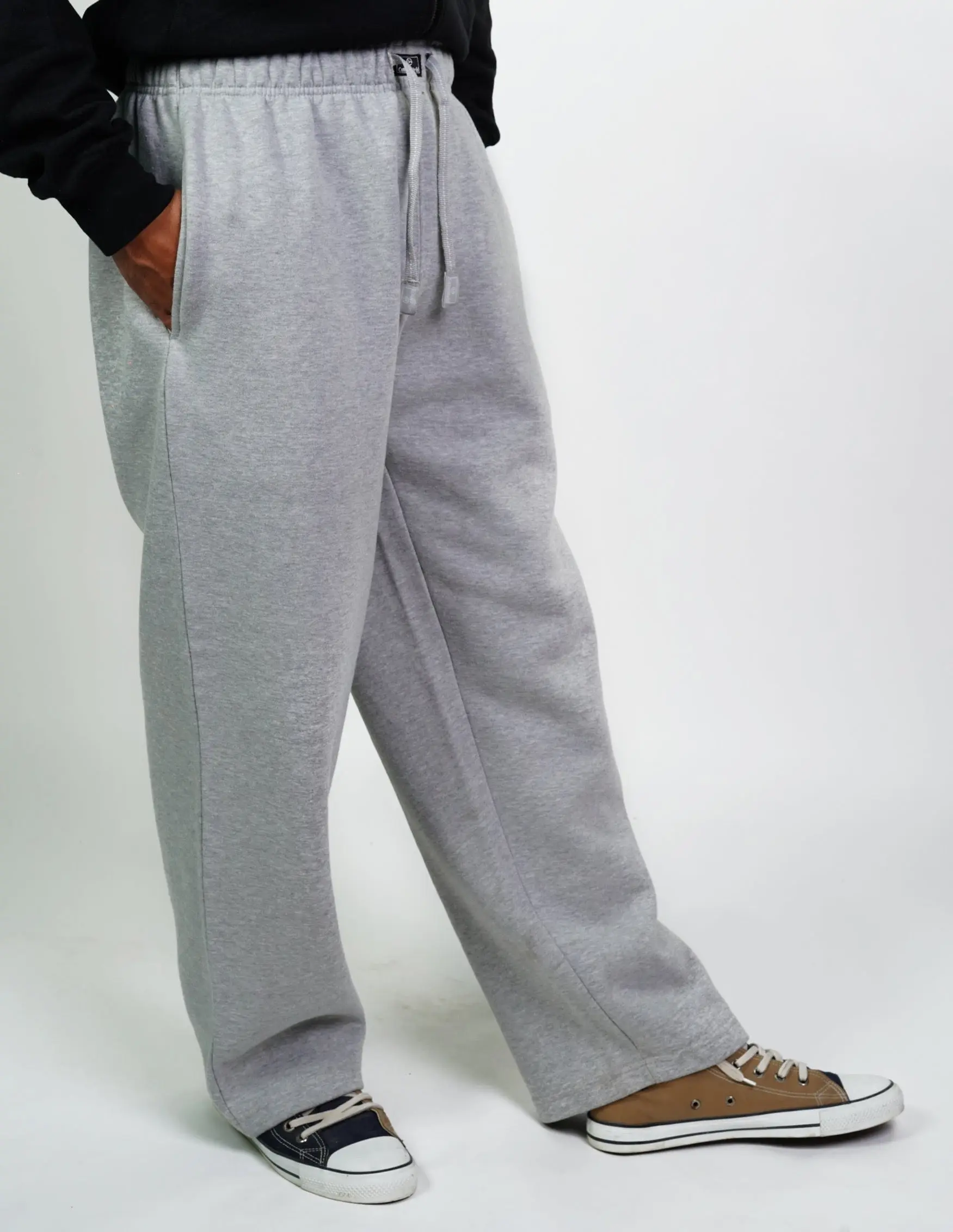 Men’s Heavyweight Fleece Lined Open Bottom Sweatpants Jogger Pants Black Gray Charcoal M-2XL