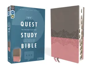 NIV, Quest Study Bible, Leathersoft, Gray/Pink, Thumb Indexed, Comfort Print: The Only Q and A Study Bible by Christianity Today Intl.||Zondervan [Leatherbound Book]