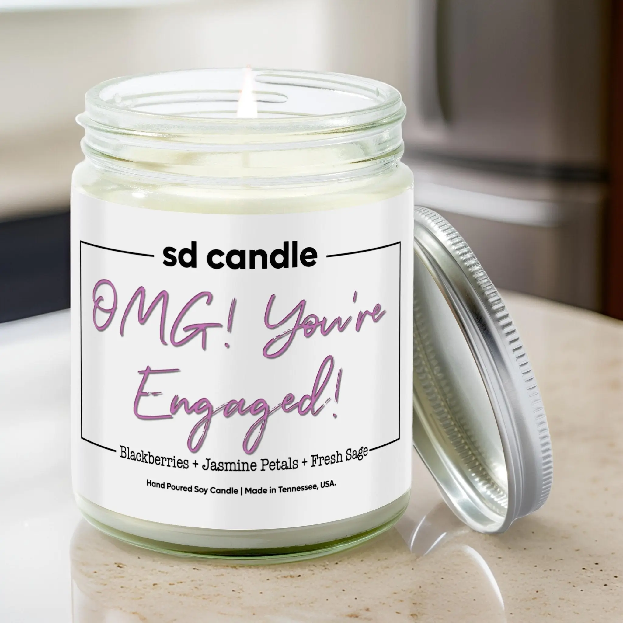 OMG! You're Engaged! Candle - 9/16oz 100% All-Natural Handmade Soy Wax Wedding Candle