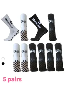 5 Pairs Anti-Slip Soccer Socks with Strong Grip, Ideal for Football, Hiking, Basketball, Outdoor Sports, Durable and Comfortable, Sports Athletic Socks