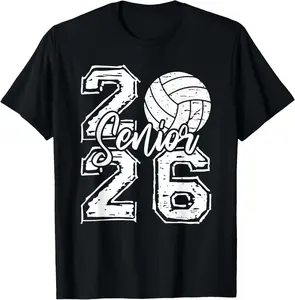 100% Cotton Class of 2026 Volleyball Senior 2026 Back To School Funny T-Shirt