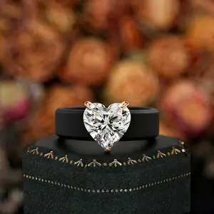 1pc 14k golden plated silicone ring for women, sparkling heart-shaped cut CZ engagement ring, designed for women, three claw inlay, hypoallergenic, suitable for daily use, weddings, Valentine's Day, anniversaries