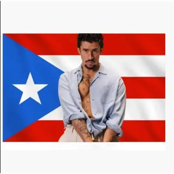 Bad Benit Puerto Rico Flag, 3x5 Flag, Music Inspired, Gift For Fan , 3x5 Flag, Room Decor, Festival Flag, Gift For Him And Her