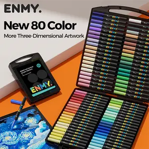 ENMY 80/60 Colors Direct Liquid Acrylic Markers, Waterproof Flexible Tip Paint Pens for Various Surface