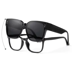 Handy Eyewear Clip-On Polarized Sunglasses for Myopia with Glasses&Shades Combination Fit Over Sunglasses 1119