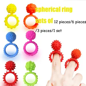 Random Pack of 3/6/9/12 Ball Finger Rings, Six Unique Textures, Quiet Finger Rings, Engage and Entertain Hands, Durable Design