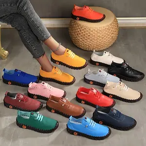 Women'sHandmadeSoftBottomSneaker,CasualLaceupArtificialFabricSneaker,LightweightLowTopWalkingShoes(plusSize)