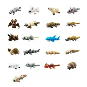 21pcs Mini 3D Printed Animal Statues, Movable Joints Realistic Collectible Figurines, Home Office Desk Decoration & Display