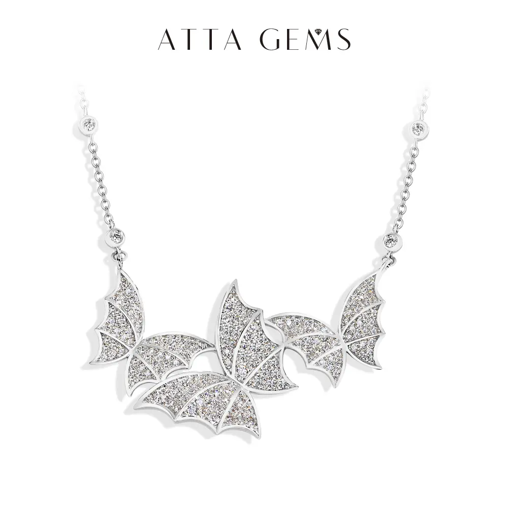 Women's Luxurious D Color Moissanite Butterfly Necklace Pendant - Fine Artificial Gemstone Jewelry Accessory for Anniversary, Daily Wear - N040 summerwins