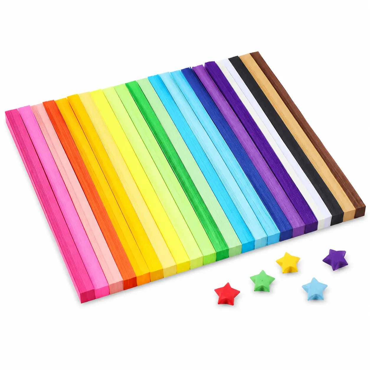 2060-Piece Origami Lucky Star Paper Strips for Classroom Crafts, 27 Assorted Colors, Bulk DIY Folding Paper for Teachers, Students and Group Art