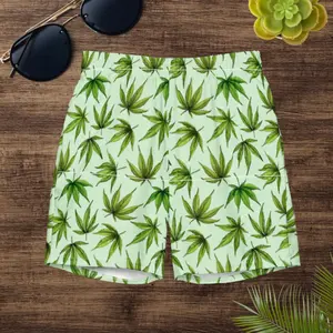 Pot Leaf Swim Trunks, Couples matching bathing suit, Cannabis themed swimwear, Summertime vacation vibes, Mens swimwear, Quick-dry swim trunks