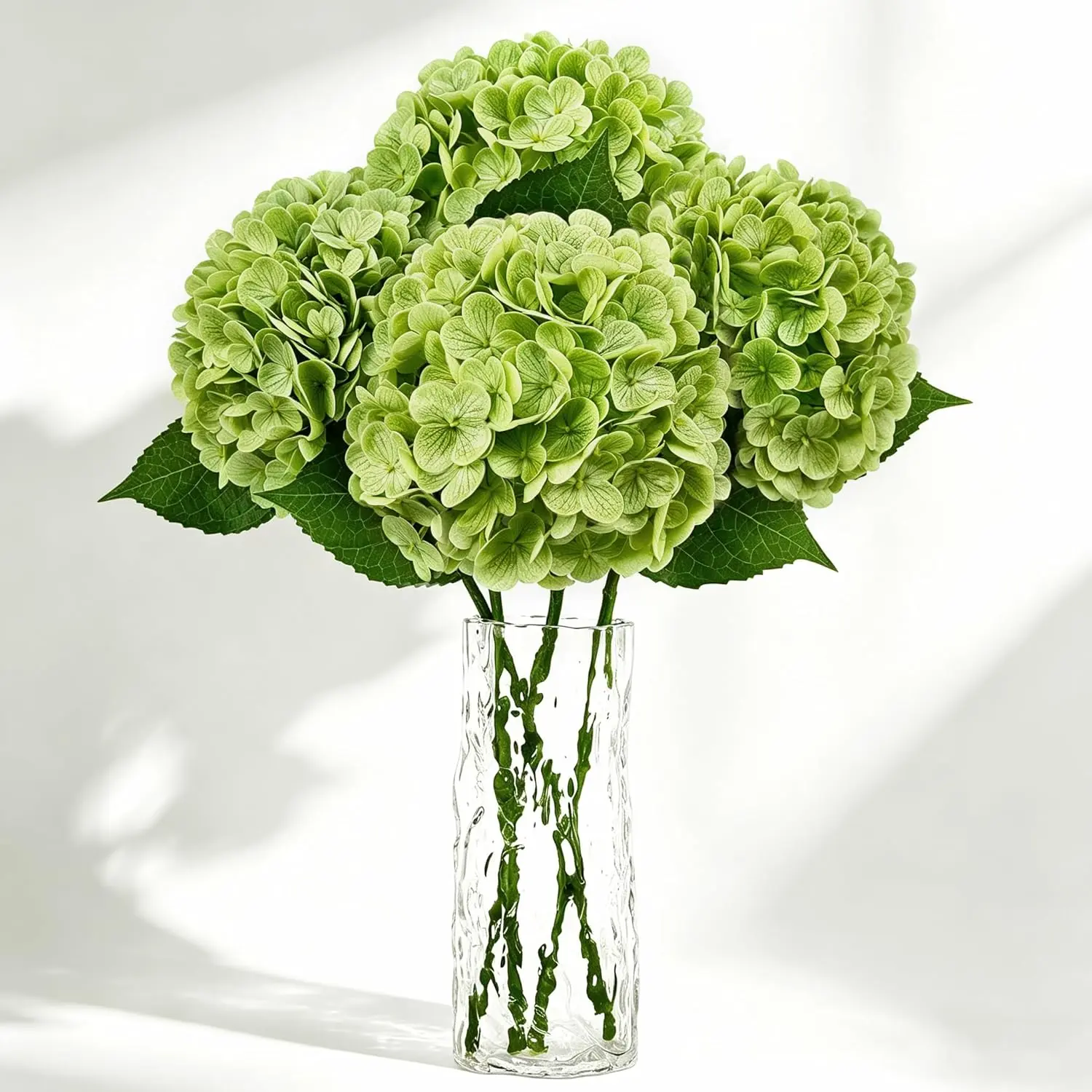 Decorative Large Size 4-Pack Artificial Hydrangea Stems, 20.5 Inches Latex Touch Realistic Look with Leaves, Multipack DIY Craft Supplies for Flower Arrangements, Wedding Bouquets