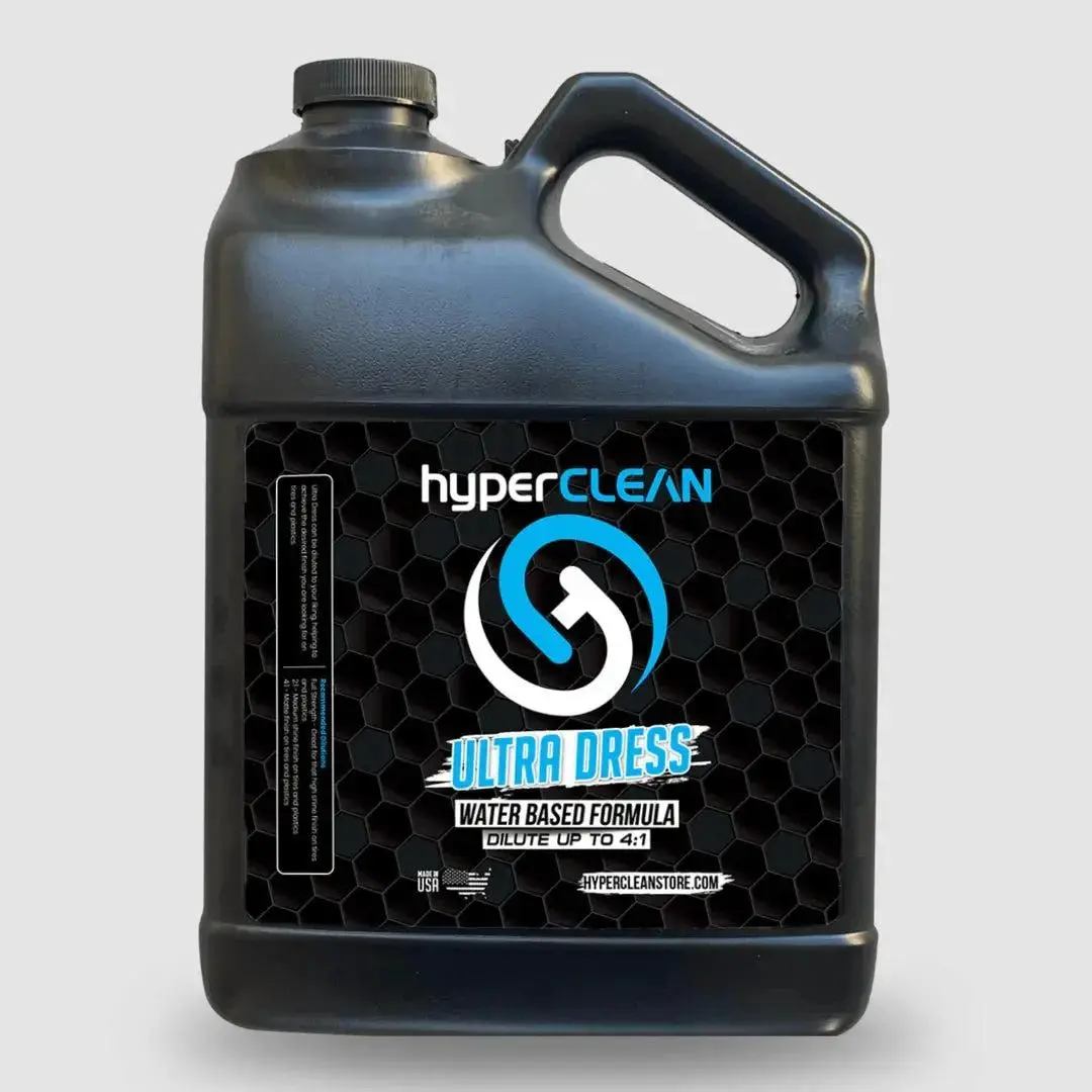 hyperCLEAN Ultra Dress Water-Based Tire Shine Detailing Kit - Water Based Formula, Biodegradable Ingredients, Recommended Dilutions, Long-Lasting Shine, UV Protection, Easy Application, Versatile Tires & Plastics Use (Shake Before Use)