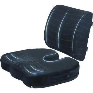 Sumimervibes,FORU Memory Foam Seat Cushion for Office Chair-Orthopedic Back and Butt Pillow for Sciatica Tailbone Coccyx Hip Pain Relief for Sitting, Gaming, Desk, Car, Airplane-Padded Lumbar Support Pillow