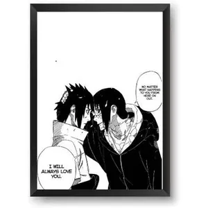 Anime Poster Frame - Naruto Itachi and Sasuke Manga Premium Art Print on 200gsm Matte Paper Rolled for Safe Shipping