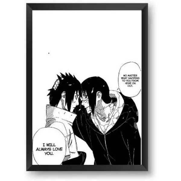 Anime Poster Frame - Naruto Itachi and Sasuke Manga Premium Art Print on 200gsm Matte Paper Rolled for Safe Shipping