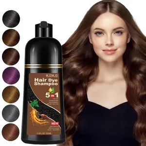 Chocolate Brown Hair Dye Shampoo 5-in-1 – Instant Herbal Color in 10-15 Minutes – Long-Lasting Gray Coverage, Nourishing & Gentle – Vegan, Ammonia-Free Champú Para Canas Mujer y Hombre, 500ml