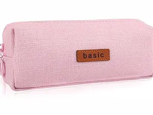 Basic Pencil Case Student Pencil Pouch Coin Pouch Cosmetic Bag Office Stationery Organizer for Teen School High-Quality Cotton Linen Multi-Function 5 Colors