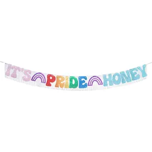 It's  Honey Rainbow Party Decorations - Rainbow Party Supplies with Fringe Backdrop, Banner - LGBTQ Decorations for June, Birthday, Photo Booth Props, Glitter Decor, Celebration Supplies
