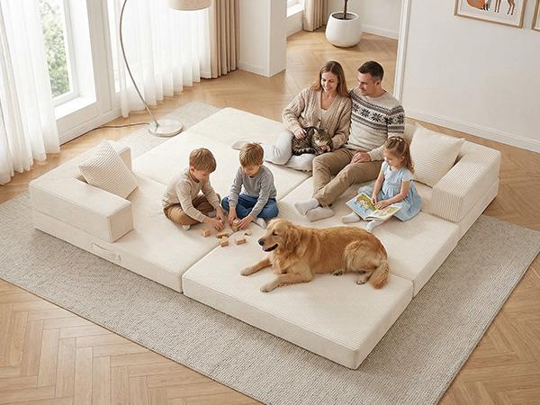 Winzoo DIY Folding Boneless Couch,Oversized Convertible Modular Sectional Sofa Bed,Modern  Cloud Couch,Sleeper Sofa,Futon for Small Spaces Apartment