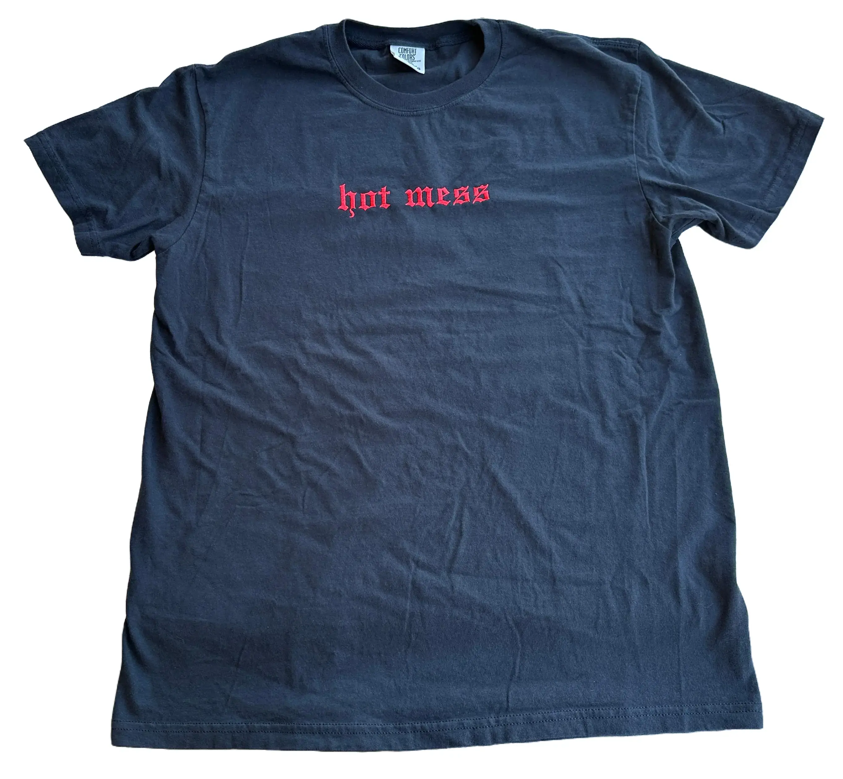 T-shirt Hot Mess Embroidered Comfort Color TEE, Alt Fashion, Alternative, Shirt For Gamer
