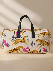 Leopard Print Handbag with Large Capacity, Casual Travel Bag for All Seasons, Stylish Yoga Gym Tote with Shoe Storage, Casual Sports Bag