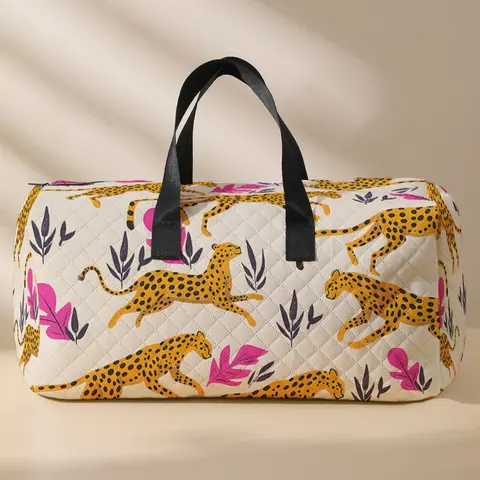Leopard Print Handbag with Large Capacity, Casual Travel Bag for All Seasons, Stylish Yoga Gym Tote with Shoe Storage, Casual Sports Bag, Gym Bag with Shoe Compartment, Gym Bags, Workout Sport Bags