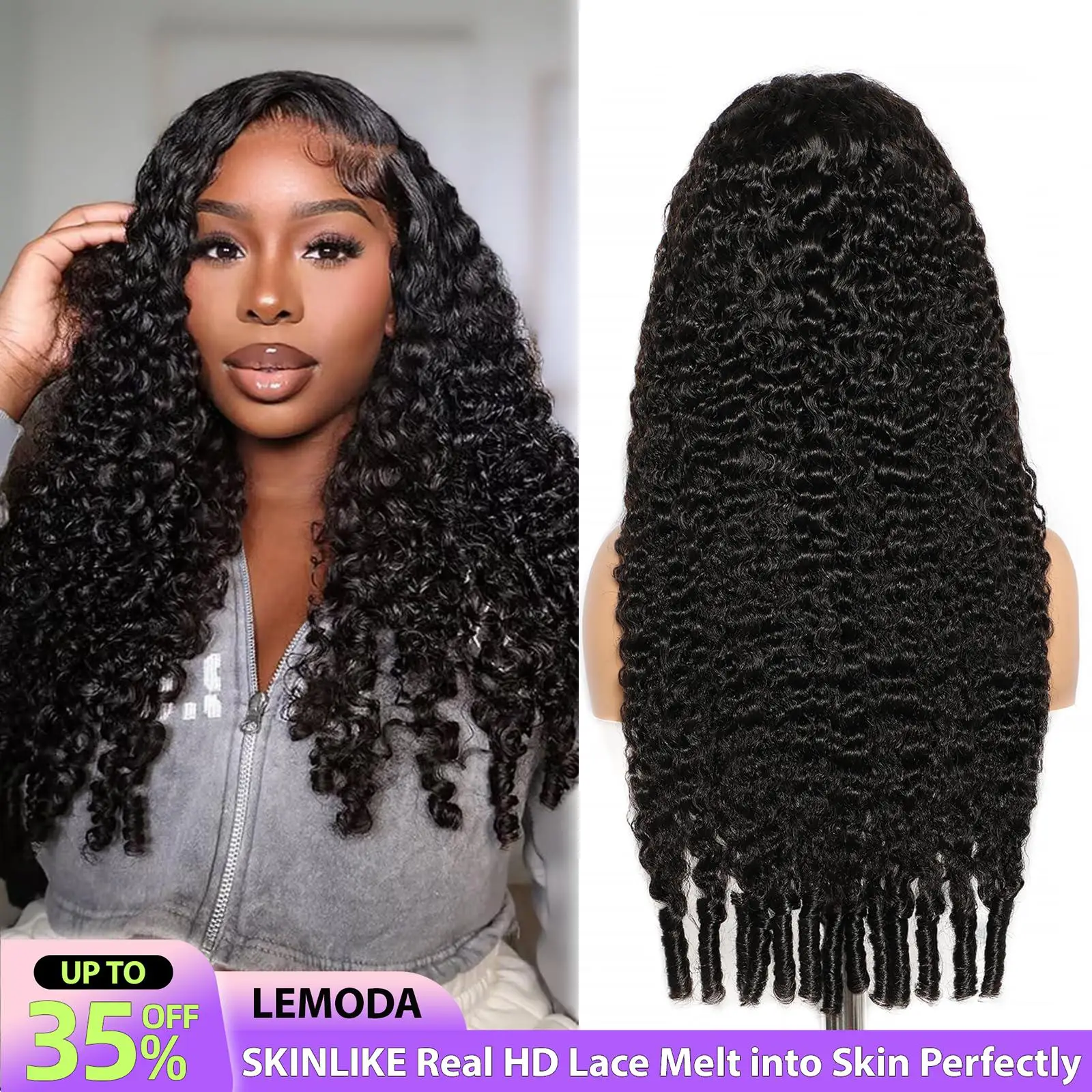 【NEW IN】Lemoda 200% Density Full 13x6 SKINLIKE Real HD Lace Frontal Wigs Burmese Curly 13x4 Full Lace Frontal Water Wave Virgin Human Hair Wigs Invisi