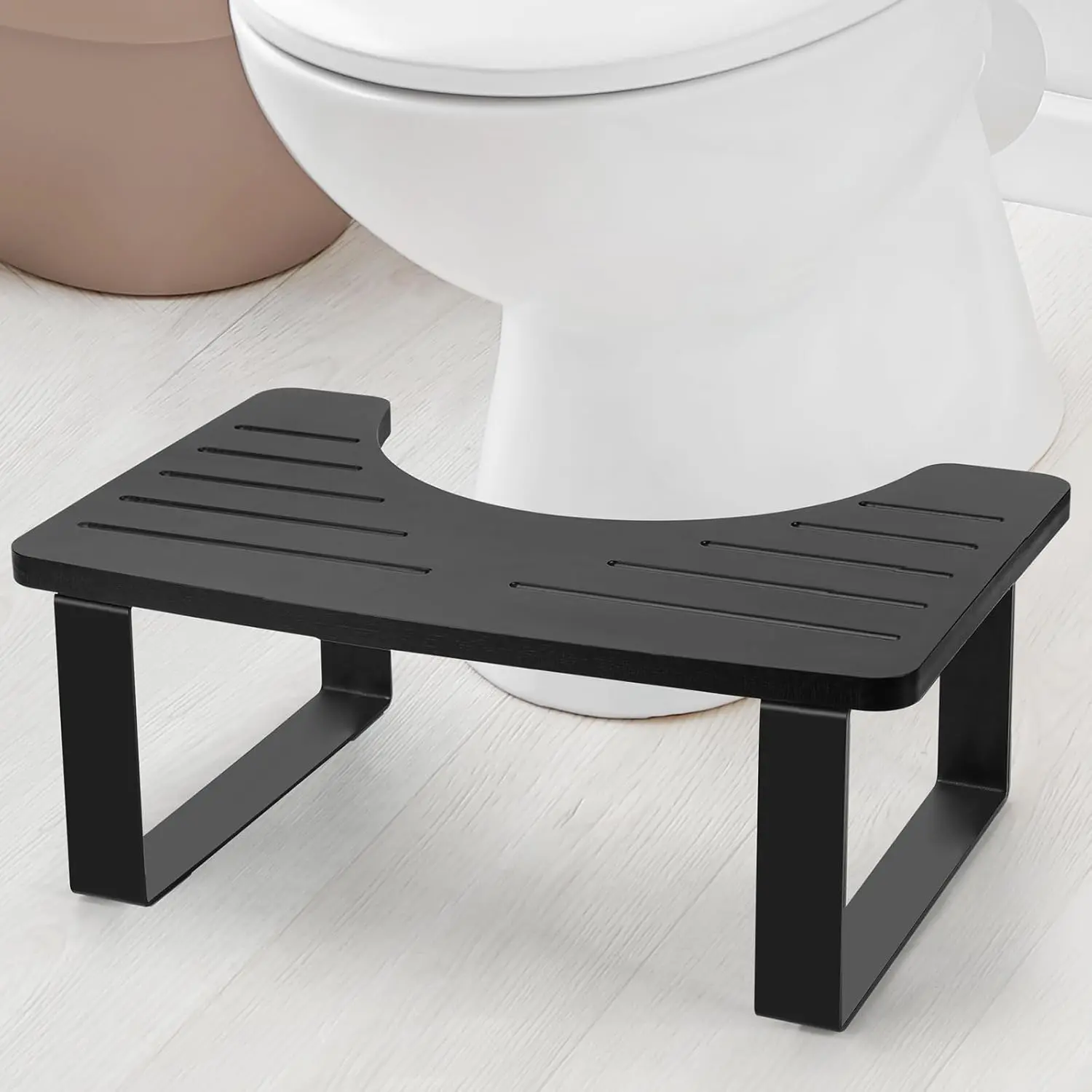 Bathroom Stool, Toilet for Bathroom,Toilet Stools,Potty for Pooping,Poop Stool,Toilet Step ,Portable Squatting Pan with Dual Anti Slip Design,Stain,Scratch,CrackProof(Black)
