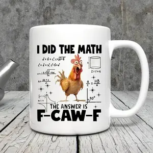 Funny Cup With Chicken And Math, Funny Sassy Rooster Mugs, F-Caw-F Coffee Mug Funny Gifts For Chicken Humor Lover Funny Rooster Gift For Boss, Gift For Friend, Colleague, Family Friendship Gifts, 11oz