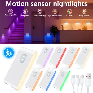 WILLED Stair Lights Indoor,Rechargeable Motion Sensor Night Lights,Adjustable RGB & Warm White Wireless Motion Sensor Lights Indoor  Light - Magnetic Stick-On for lighting,Stair,Bathroom, Hallway, Closet, Under Cabinet, Bedroom, Kitchen, Kids' Room