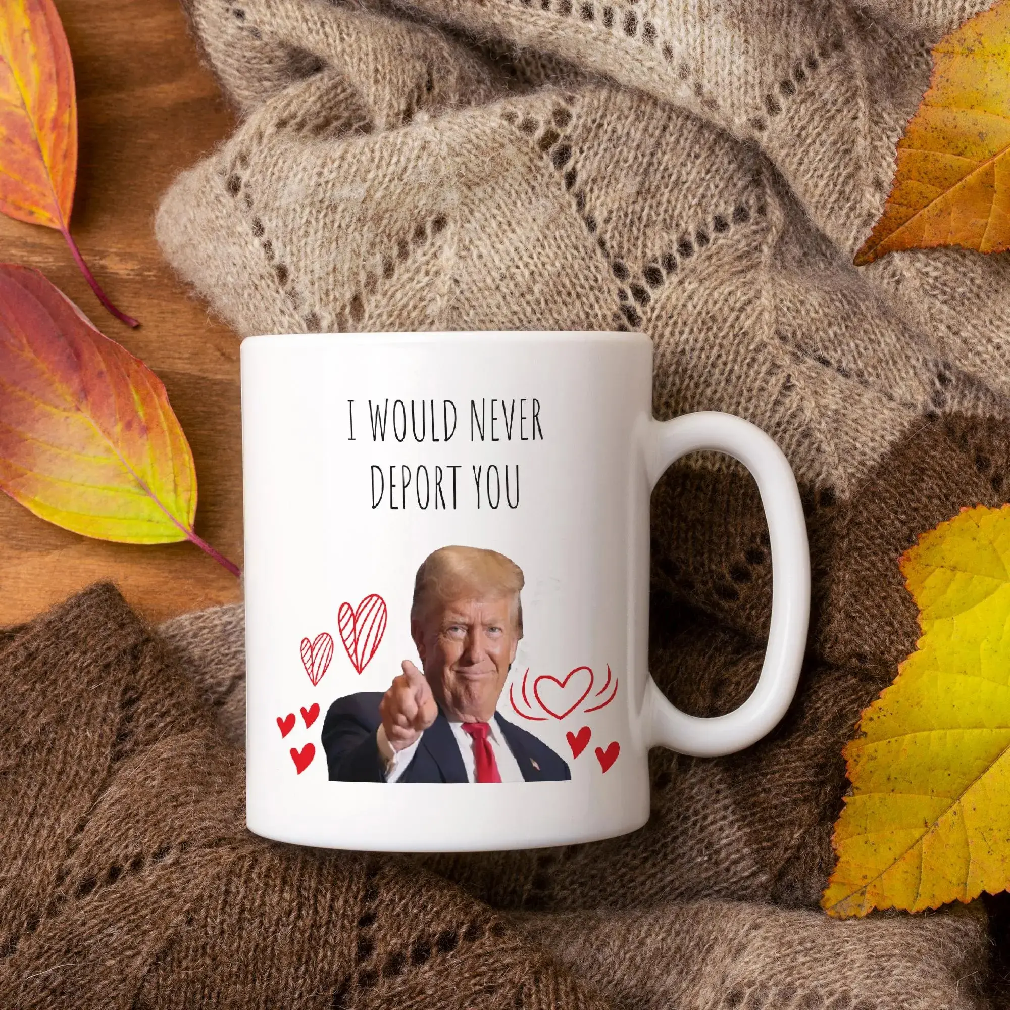 [SALE UP TO 50%] Trump Meme Mug, Trump Smiling Mug, I Would Never Deport You Mug, Political Sarcastic Mug, Deportation Joke Mug, Trump Face Mug, Funny Gift