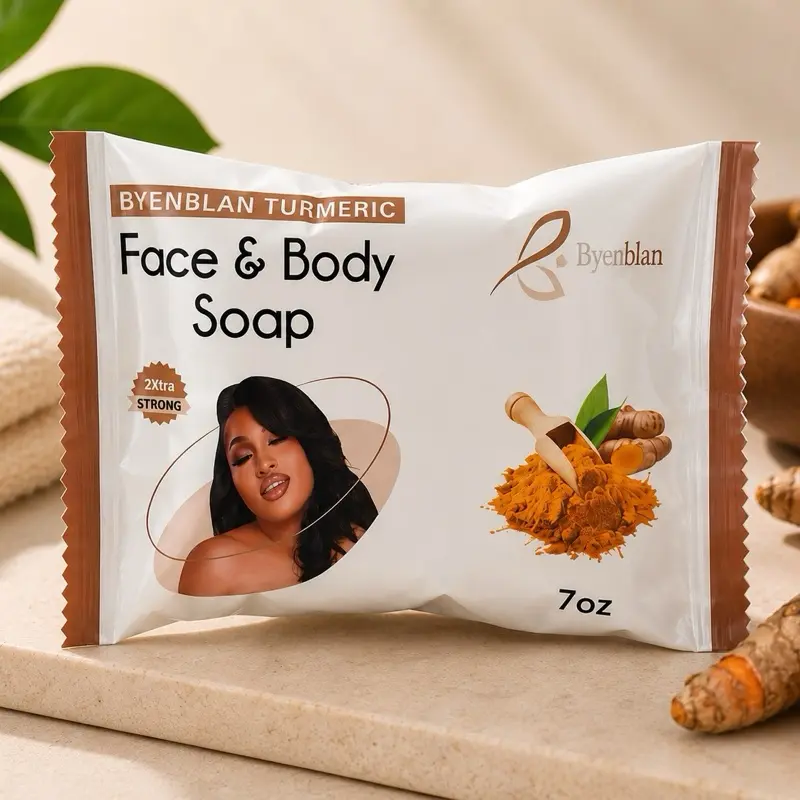 Byenblan Turmeric Face & Body Soap 7oz - Handmade with Love for 7 Days Results - Gentle Cleansing for Smoother Glowing Skin Allure Body Radiant, Body Care, Cleanser