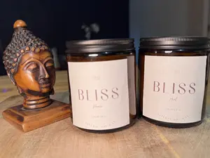 Bliss "Serene Renewal Duo" Meditation Candle Set with Rose Oil Lavender & Ylang Ylang for Stress Relief and Emotional Balance