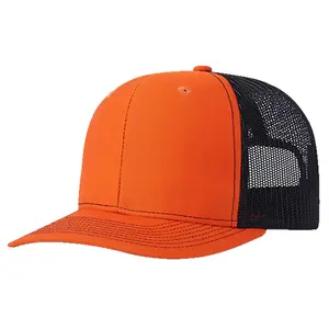 Blaze Orange & Black Mesh Back Trucker Hat - High-Visibility Safety Baseball Cap, Ventilation Cap Hats