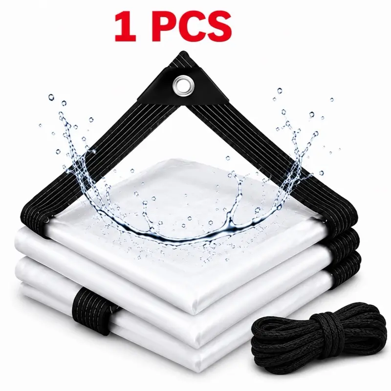 Heavy Duty Transparent PVC Canopy Cloth, Waterproof Windproof Clear Vinyl Tarp with Reinforced Black Webbing, Rustproof Grommets for Patio, Greenhouse, Outdoor Furniture Protection Heavy-Duty