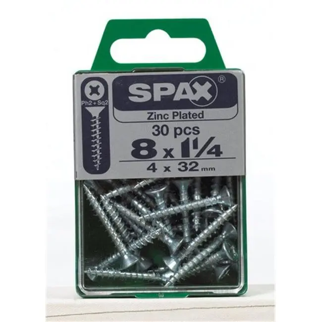 212 MAIN Spax 4101010400322 Flat Head Self Drilling Stainless Steel Multi-Material Hardware Screws, 8 x 1.25 in, 30-Pack (5 Total), for Indoor/Outdoor Sailing & Water Sports Use, Self Drilling Screws, Stainless Steel Screws