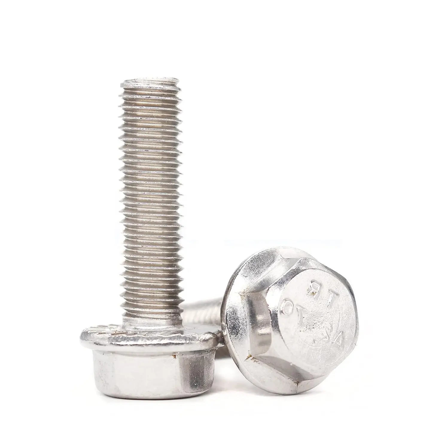 10pcs M8-1.25 x 20mm Flanged Hex Head Bolts Flange Hexagon Screws, Stainless Steel 18-8 (304), Plain Finish