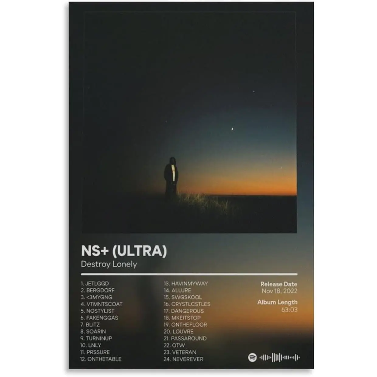 Album Cover Destroy Lonely NS+ Ultra Poster Canvas Wall Art Posters For Room Aesthetic And DecorCanvas Painting Posters And Prints Wall Art for Living Room Bedroom Decor 08x12inch(20x30cm) Gifts Colorful Ornaments Decoration Artistic Photo