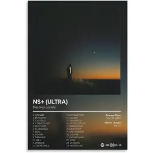 Album Cover Destroy Lonely NS+ Ultra Poster Canvas Wall Art Posters For Room Aesthetic And DecorCanvas Painting Posters And Prints Wall Art for Living Room Bedroom Decor 08x12inch(20x30cm) Gifts Colorful Ornaments Decoration Artistic Photo