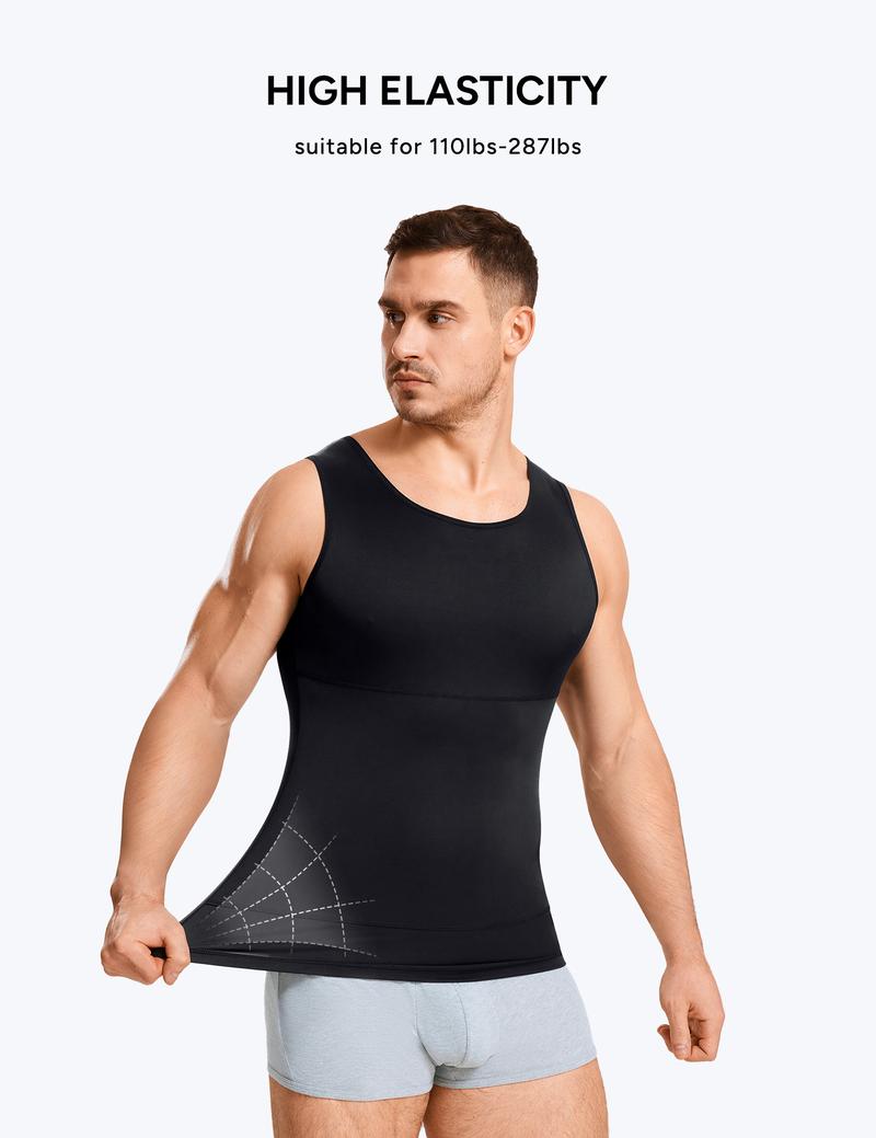 Nebility Men's Tummy Control Shapewear Tanktop - Sleeveless High Elasticity Breathable, Waist Chest Compression Vest Athletic Workout Clothing